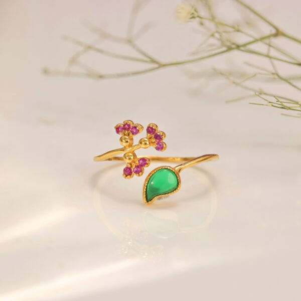 Gold Paisley Floral Duo Ring