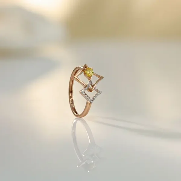 Yellow Stone Rose Gold Ring